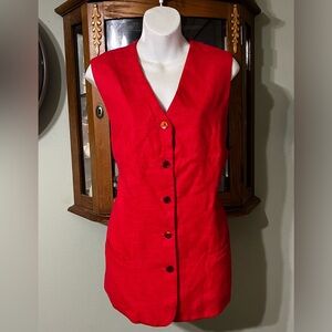 Vintage Lands’ End Linen Blend Red Summer Vest Size 16